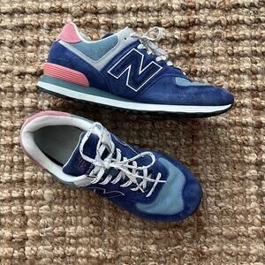 New Balance 574 Men's 11.5 Blue Pink Suede ENCAP Sneakers Rare Color EUC